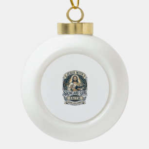 Jesus Aesthetician Skincare Vintage Shirt Christia Ceramic Ball Christmas Ornament
