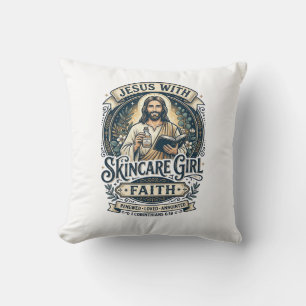 Jesus Aesthetician Skincare Vintage Shirt Christia Throw Pillow