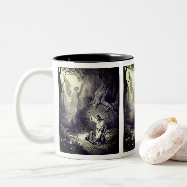 Jesus Agony In The Garden Religious Art  Two-Tone Coffee Mug (With Donut)