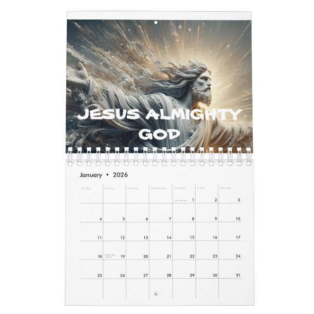 JESUS ALMIGHTY GOD printed new year 2025 calendar (Jan 2026)