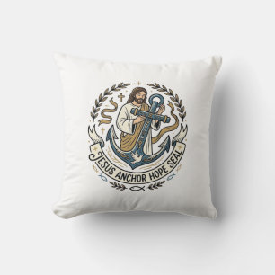 Jesus Anchor Hope Seal Jesus Anchor Hope Seal Chri Throw Pillow