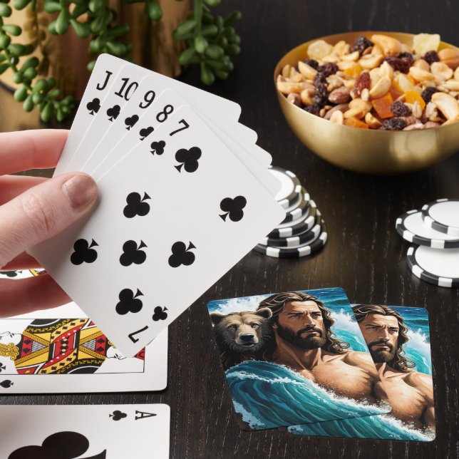 Jesus And A Bear Playing Cards (In Situ)