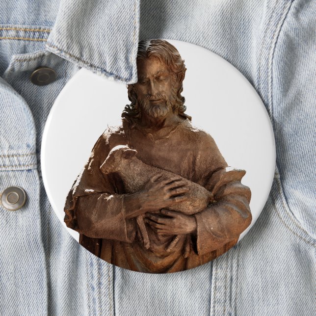 jesus and a lamb 6 inch round button (In Situ)