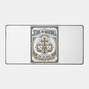 Jesus and Baseball Vintage Christian Desk Mat