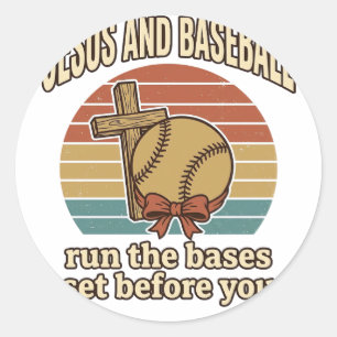 Jesus and Baseball Vintage Christian Shirt Classic Round Sticker