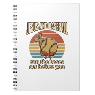 Jesus and Baseball Vintage Christian Shirt Notebook