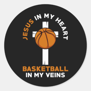 Jesus And Basketball Christian Saying Classic Round Sticker