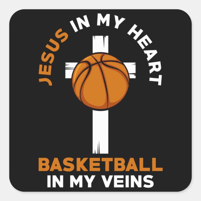 Jesus And Basketball Christian Saying Square Sticker (Front)