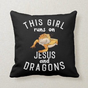 Jesus and Bearded Dragons Throw Pillow