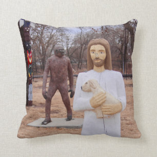 Jesus and Bigfoot Throw Pillow