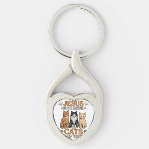 Jesus And Cats Are My Therapy Vintage Cat Shirt Keychain