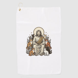 Jesus and Cats Vintage Golf Towel