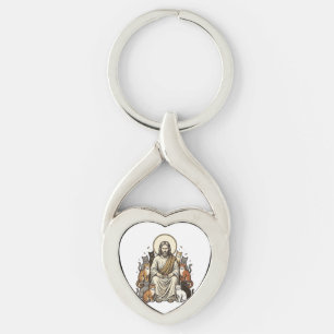 Jesus and Cats Vintage Keychain