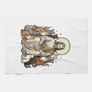 Jesus and Cats Vintage Kitchen Towel