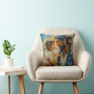 Jesus and Child Expressionism Throw Pillow