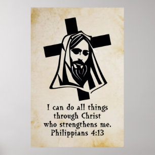jesus and cross with scripture poster