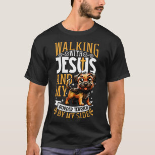 Jesus and dog Border Terrier T-Shirt