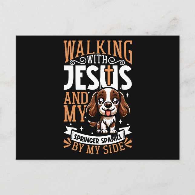 Jesus and dog - English Springer Spaniel Postcard (Front)