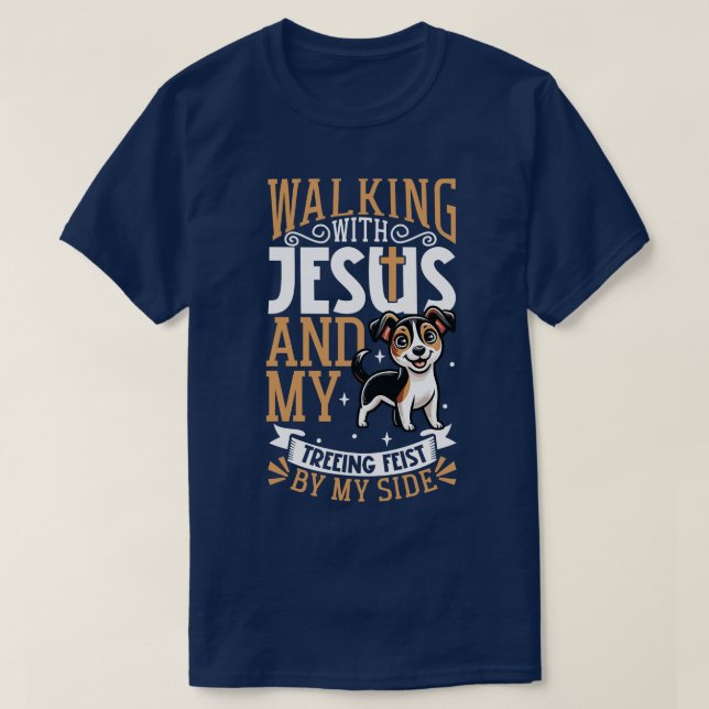 Jesus and dog Mountain Feist T-Shirt (Design Front)