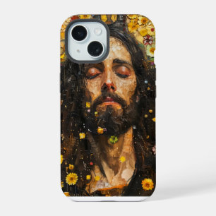 Jesus and Flowers Abstract iPhone 15 Case