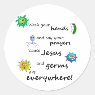 Jesus and Germs Classic Round Sticker