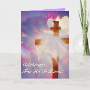 Jesus and Glowing Cross Easter Card