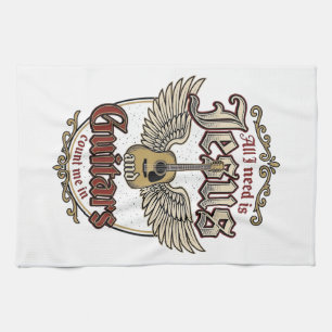 Jesus and Guitars Vintage Christian Guitar Kitchen Towel