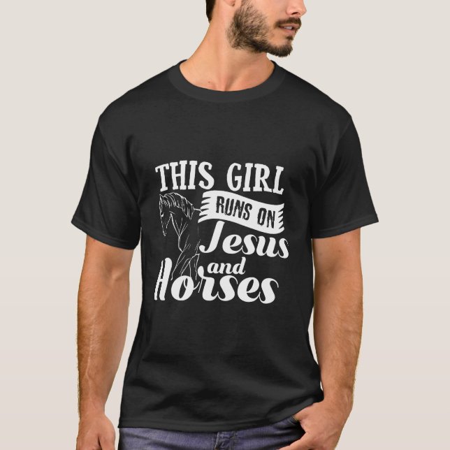 Jesus And Horses-Horse Riding- T-Shirt (Front)