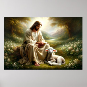 Jesus and Lamb Poster