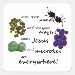 Jesus and Microbes Square Sticker