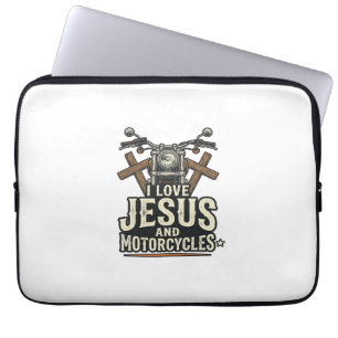 Jesus and Motorcycles Vintage Christian Biker Desi Laptop Sleeve