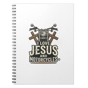 Jesus and Motorcycles Vintage Christian Biker Desi Notebook