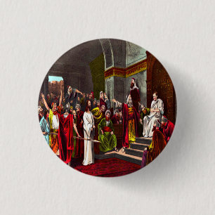 Jesus and Pilate button