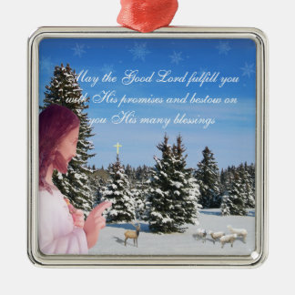Jesus and Sheep Metal Ornament