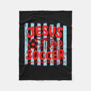 Jesus and soccer lover mom faith religious stripes fleece blanket