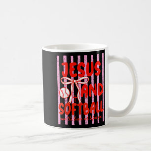 Jesus and Softball Coquette Game Day Softball Mom Coffee Mug