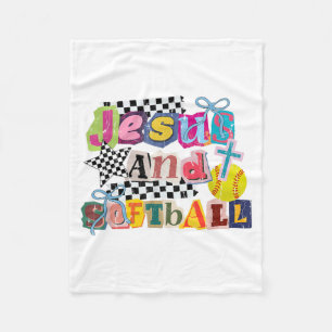 Jesus and Softball Run The Bases Set Before You Fleece Blanket