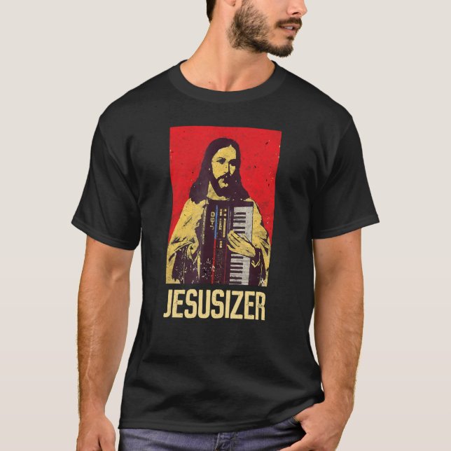 Jesus and Synthesizer  Techno T-Shirt (Front)
