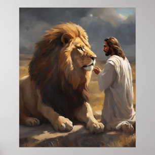 Jesus and the Lion Poster