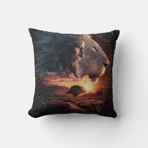 Jesus and The Lion Throw Pillow