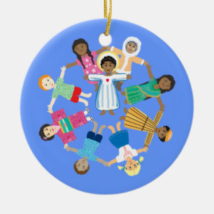 Jesus and the little children ceramic ornament