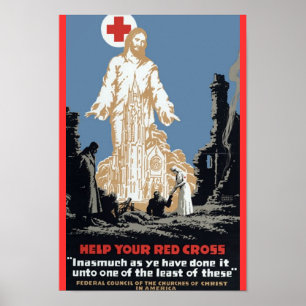 Jesus and the Red Cross Poster