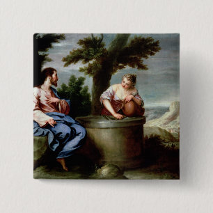 Jesus and the Samaritan Woman 2 Inch Square Button
