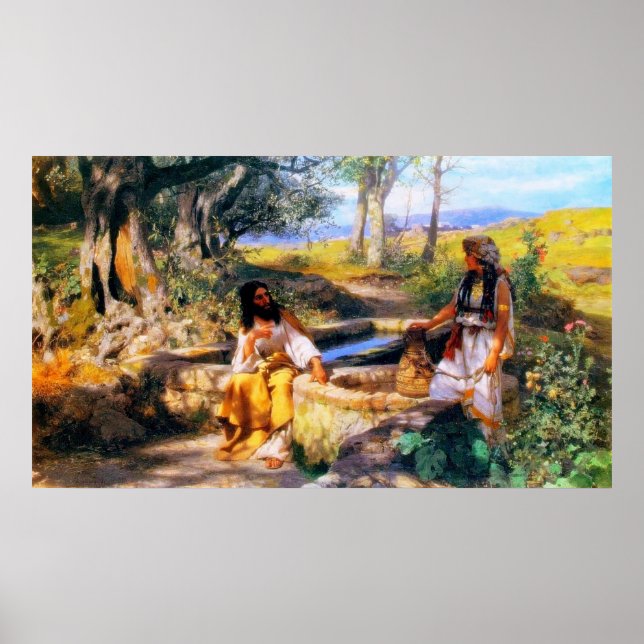 Jesus and the Samaritan Woman at Jacob’s well Poster (Front)