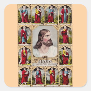 Jesus and the twelve apostles square sticker