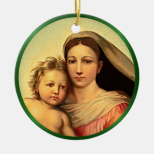 Jesus And Virgin Mary, Sistine Madonna ~ Ceramic  Ornament