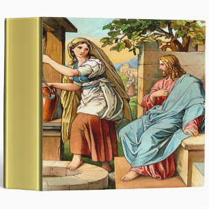 Jesus and women at the well gold foil texture binder