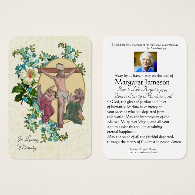 Jesus Angels Catholic Funeral Memorial Holy Card - (Front & Back)