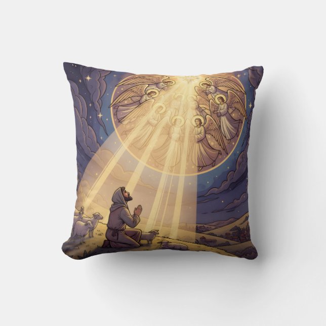 Jesus Angels Star Light Throw Pillow (Front)