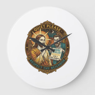 Jesus Angry Neighbour Noise Complaint Loud Party C Large Clock